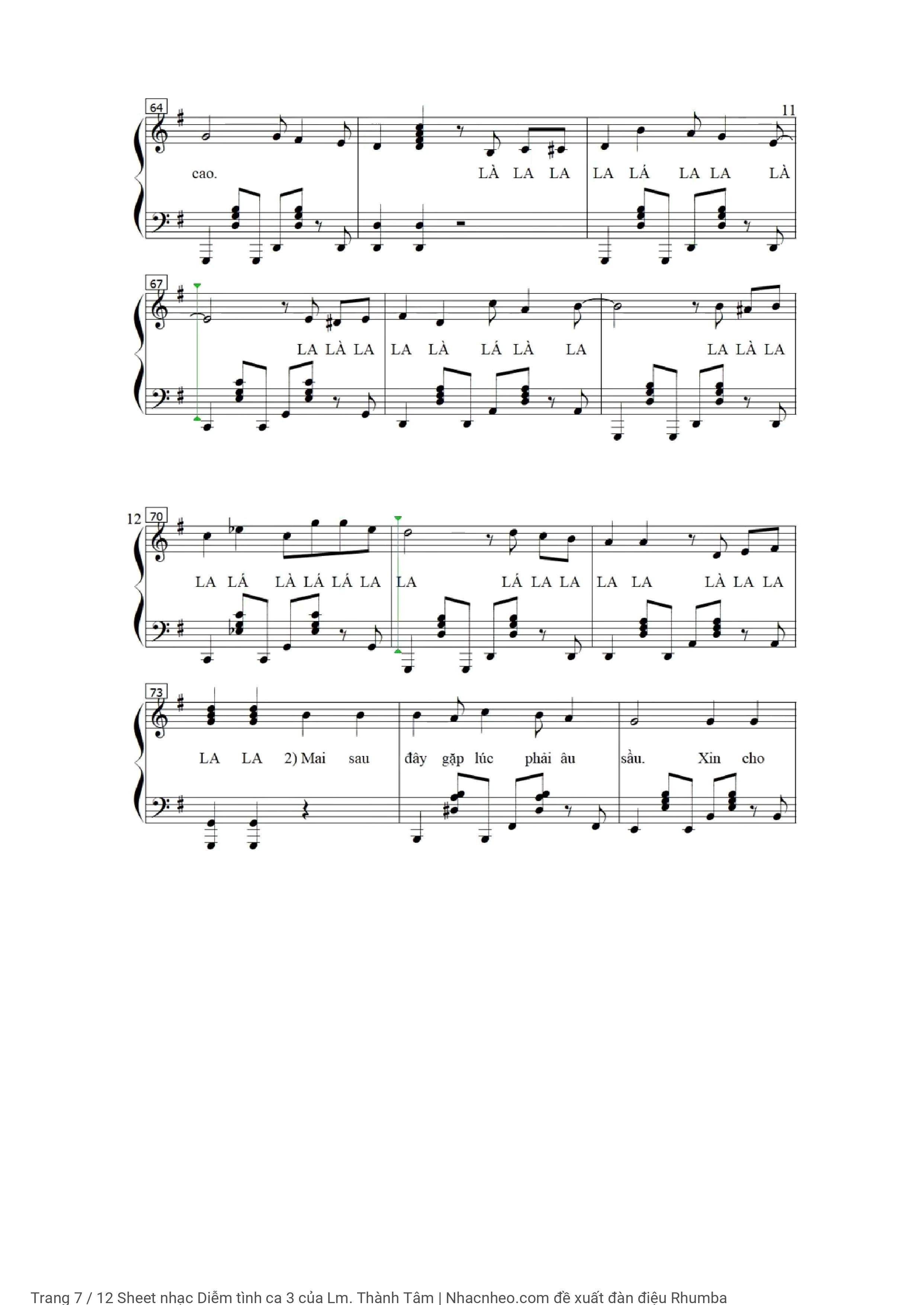 Trang 7 của Sheet nhạc PDF Piano bài hát Diễm tình ca 3 - Lm. Thành Tâm, Có 1 sheet lời và 2 Sheet SOLO Piano Diễm tình Ca 3