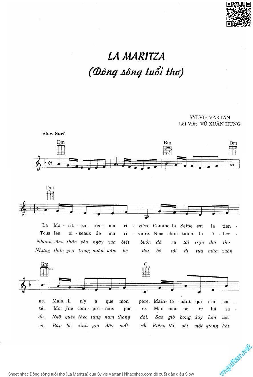 Trang 1 của Sheet nhạc PDF bài hát Dòng sông tuổi thơ (La Maritza) - Sylvie Vartan