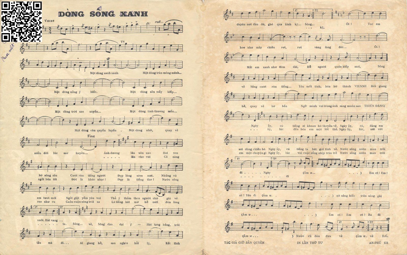 Trang 2 của Sheet nhạc PDF bài hát Dòng sông xanh (Le beau Danube bleu) - J. Strauss, Một dòng xanh  xanh một dòng tràn mông  mênh. Một dòng nồng ý biếc một dòng sầu mấy  kiếp