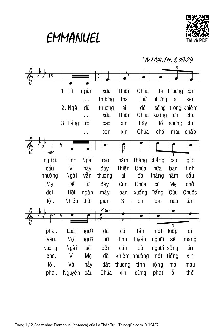 Sheet nhạc Emmanuel (cn4mva)