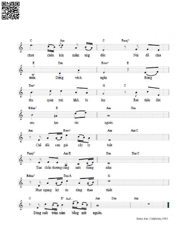 Trang 2 của Sheet nhạc PDF bài hát Dòng suối trăm năm - Trần Duy Đức, Chẻ đôi sông núi đêm bưng  mặt