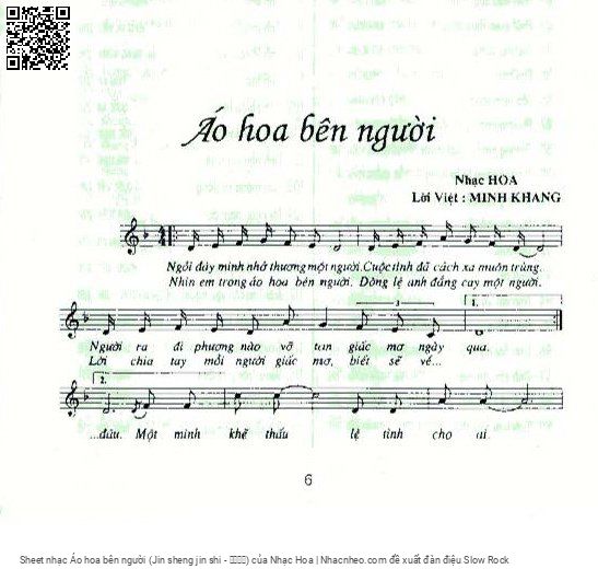 Trang 1 của Sheet nhạc PDF bài hát Áo hoa bên người (Jin sheng jin shi - 今生今世) - Nhạc Hoa, 1.  Ngồi nơi đây nhớ thương một  người. Cuộc tình nay cách xa muôn trùng Người ra đi phương nào vỡ  tan giấc mơ ngày  qua