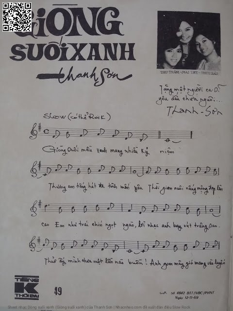 Trang 2 của Sheet nhạc PDF bài hát Dòng suối xanh (Giòng suối xanh) - Thanh Sơn, Phiên bản 1: lời theo sheet.  1. Dòng suối màu xanh mang nhiều kỷ  niệm