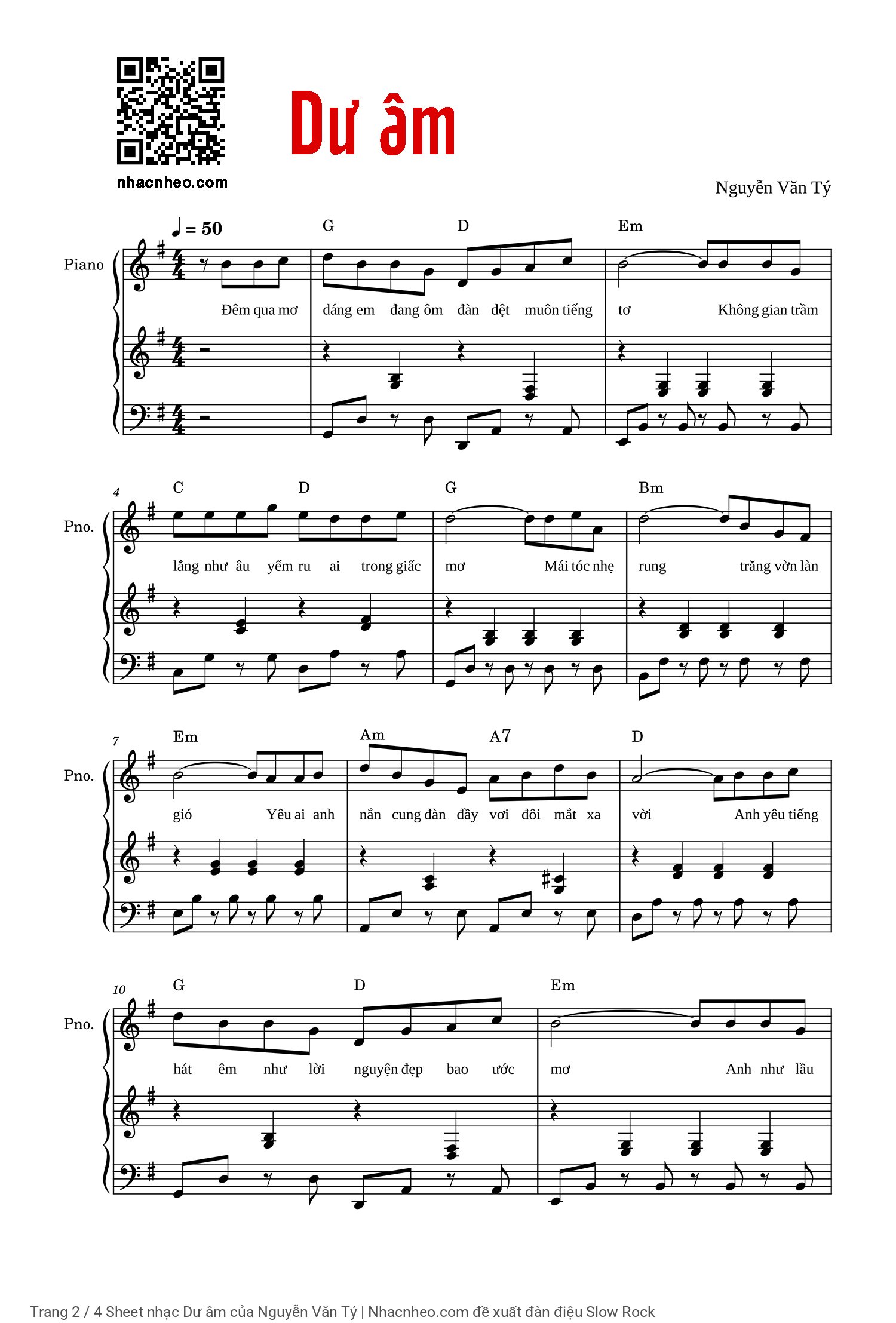 Trang 2 của Sheet nhạc PDF Piano bài hát Dư âm - Nguyễn Văn Tý, Có sheet đệm Piano bài Dư Âm, phiên bản dễ..  1. Đêm qua mơ  dáng em đang ôm  đàn dìu muôn tiếng  tơ