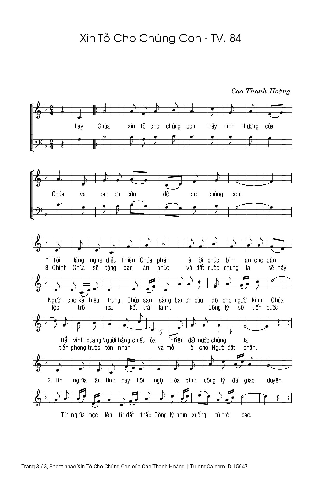 Trang 3 của Sheet nhạc PDF bài hát Xin Tỏ Cho Chúng Con Piano - Cao Thanh Hoàng