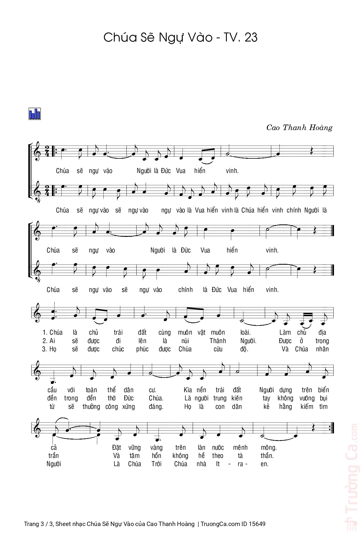 Trang 3 của Sheet nhạc PDF bài hát Chúa Sẽ Ngự Vào - Cao Thanh Hoàng