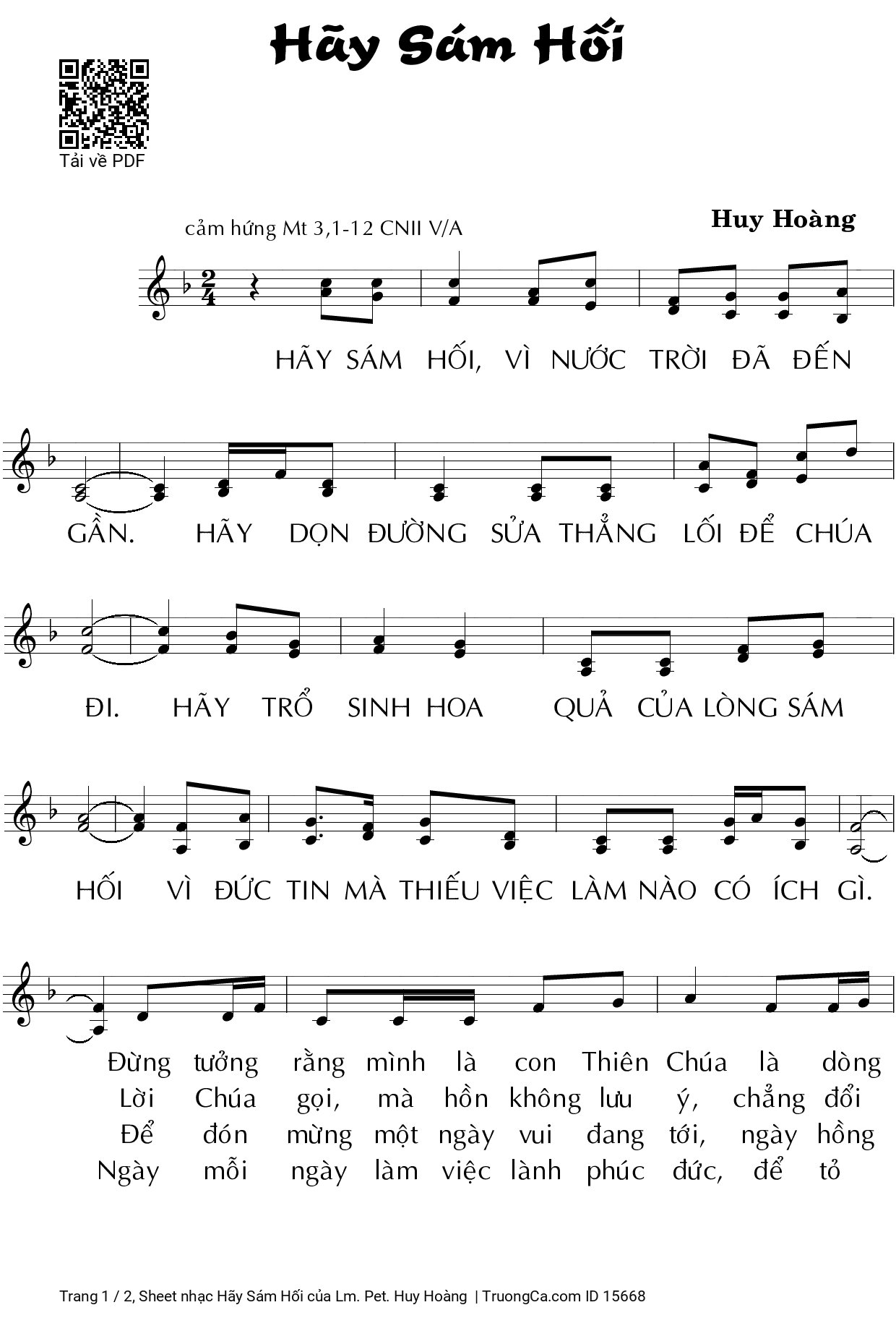 Hãy Sám Hối - Lm. Pet. Huy Hoàng