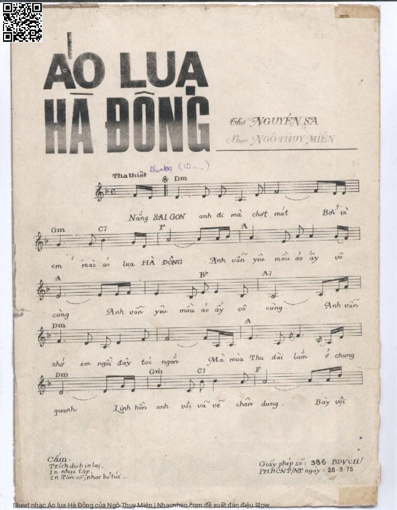 Trang 2 của Sheet nhạc PDF bài hát Áo lụa Hà Đông - Ngô Thụy Miên, 1. Nắng Sài  Gòn anh đi mà chợt  mát