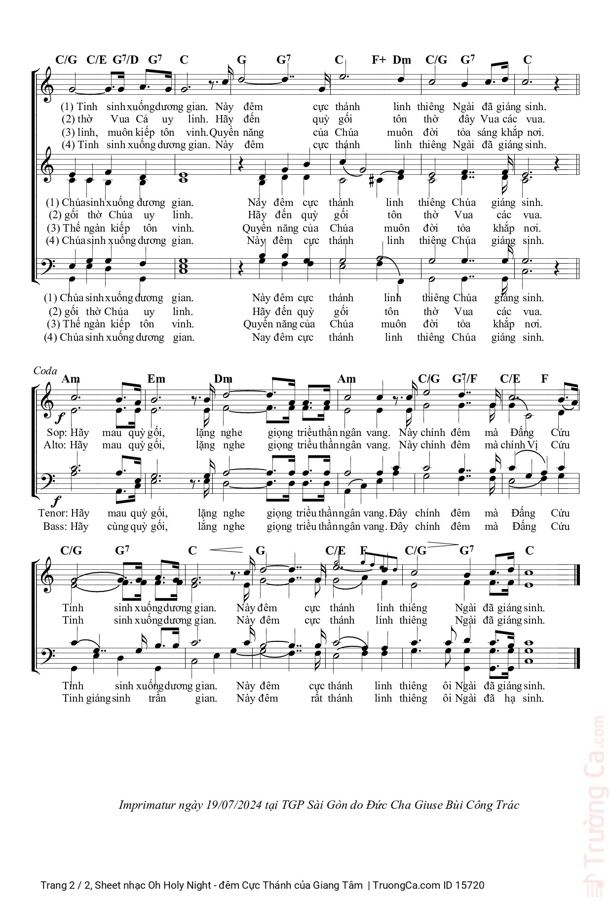 Trang 2 của Sheet nhạc PDF bài hát Oh Holy Night - đêm Cực Thánh - Giang Tâm