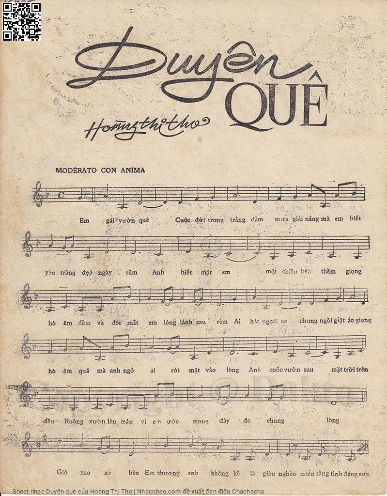 Trang 2 của Sheet nhạc PDF bài hát Duyên quê - Hoàng Thi Thơ, 1. Em gái vườn  quê cuộc đời trong trắng. Dầm mưa dãi  nắng mà em biết yêu trăng  đẹp ngày  rằm