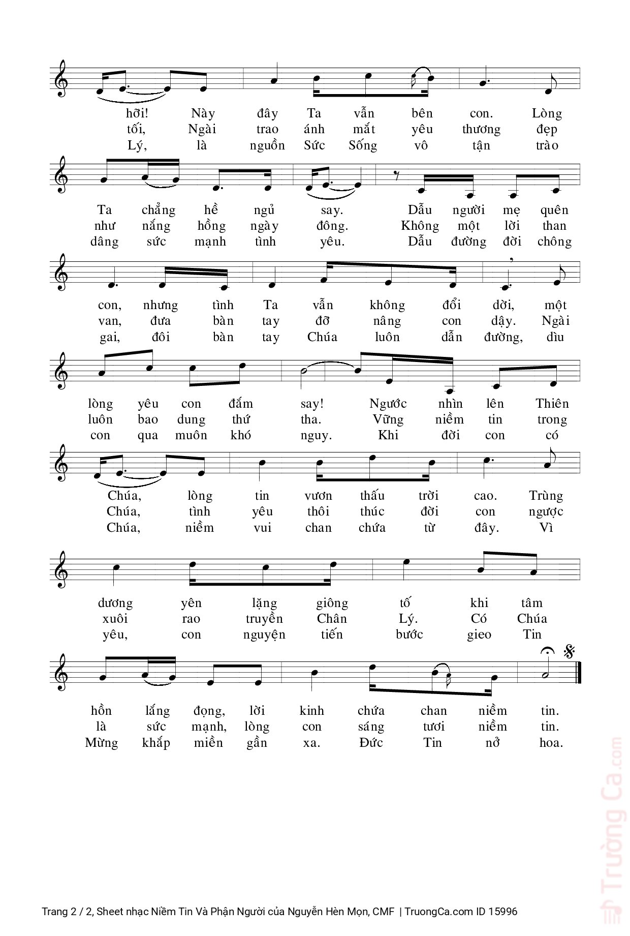 Trang 2 của Sheet nhạc PDF bài hát Niềm Tin Và Phận Người - Nguyễn Hèn Mọn, CMF