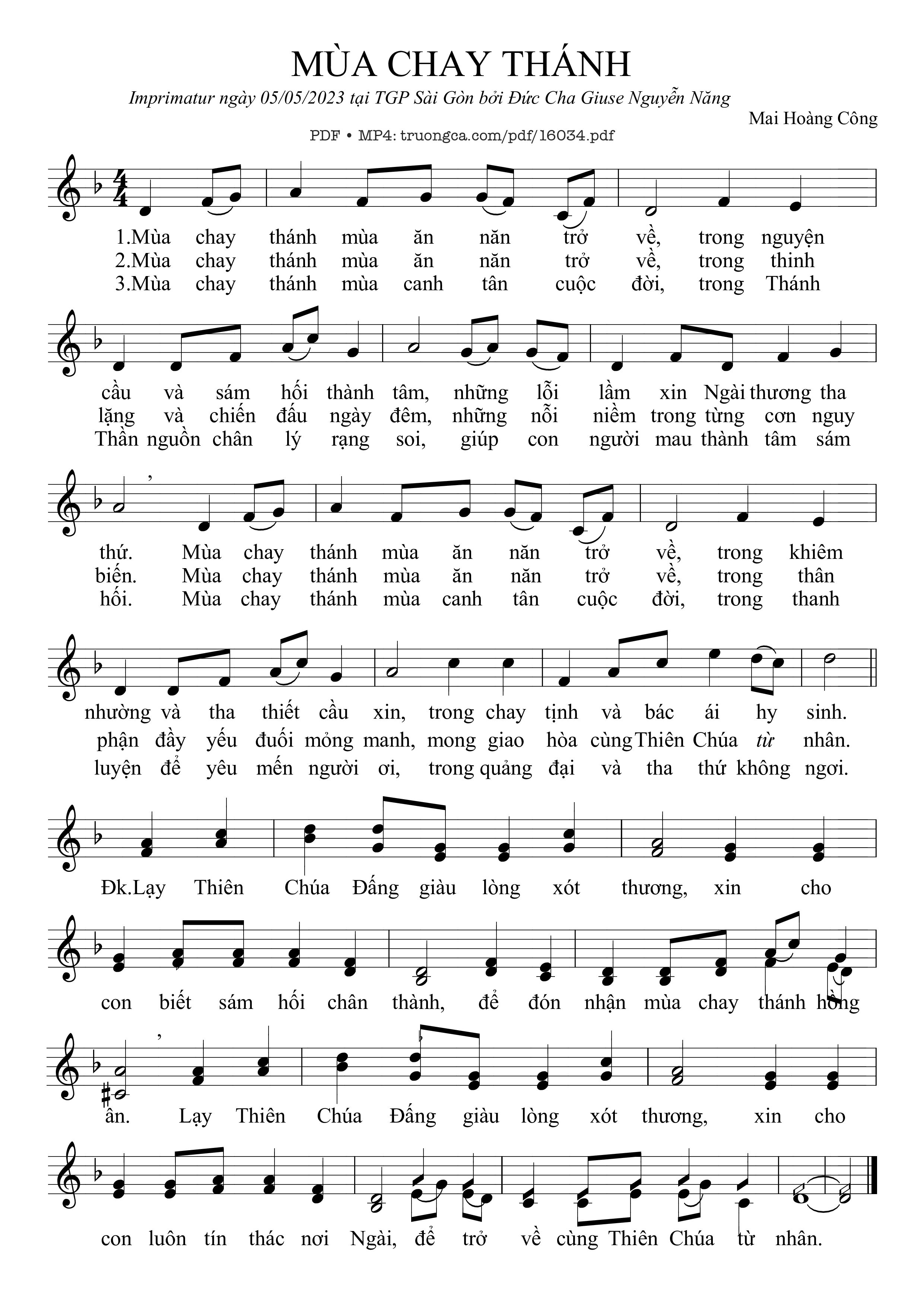 Sheet nhạc PDF bài Mùa Chay Thánh