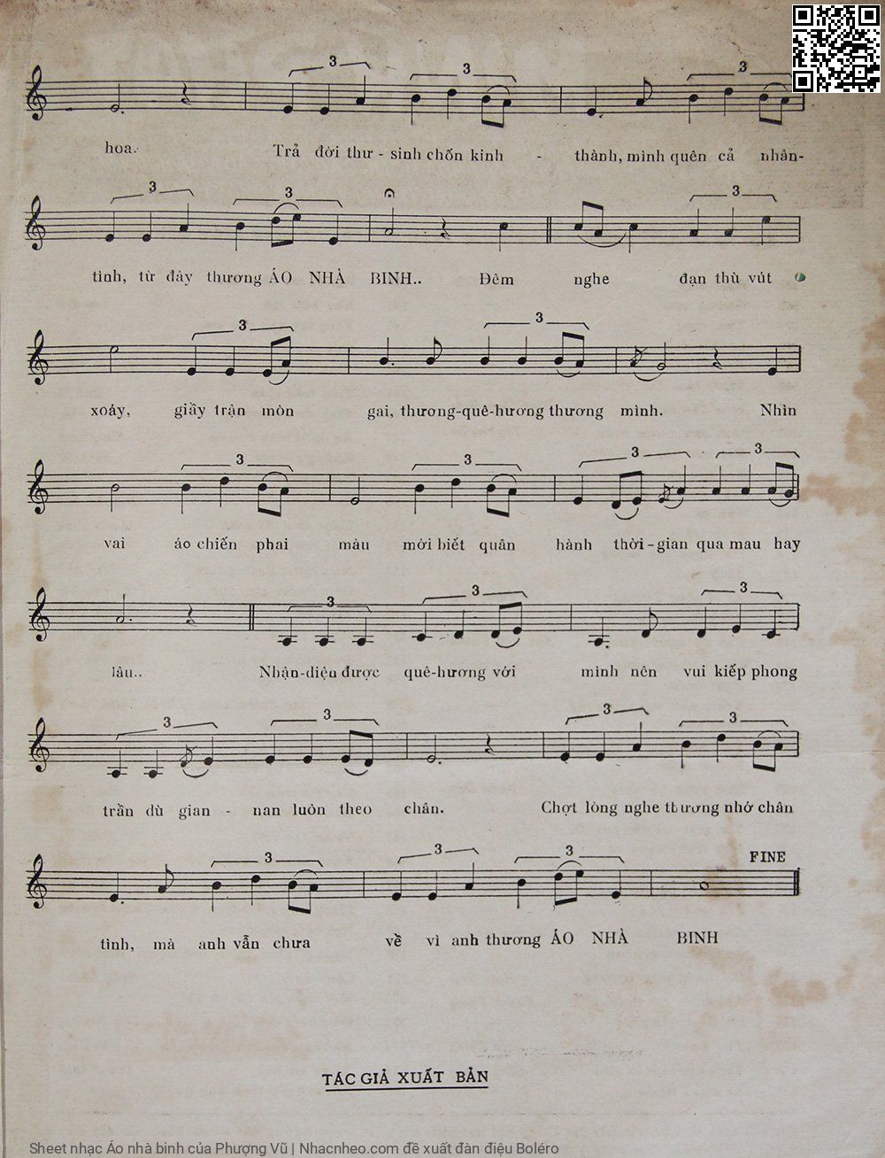 Trang 3 của Sheet nhạc PDF bài hát Áo nhà binh - Phượng Vũ, 1.  Từ độ tình nhân xa khuất  nẻo. Tôi lê gót chân độc  hành từng  đêm nghe hoang  vu