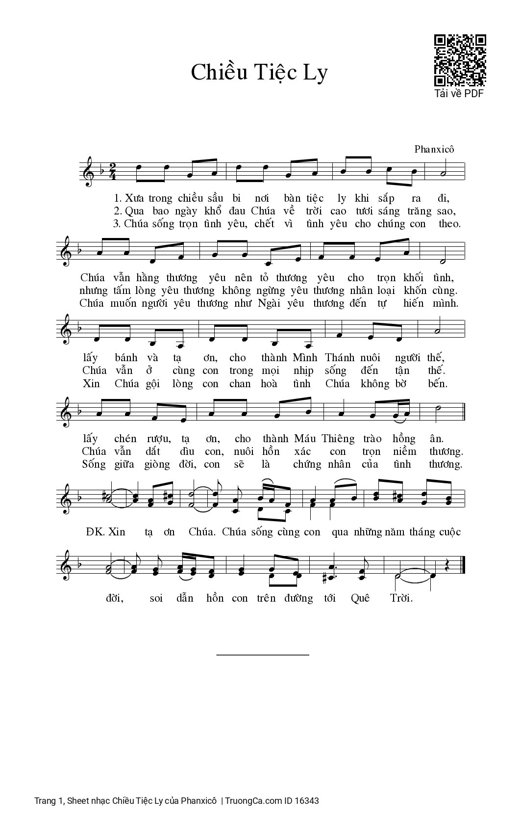 Sheet nhạc PDF bài Chiều Tiệc Ly