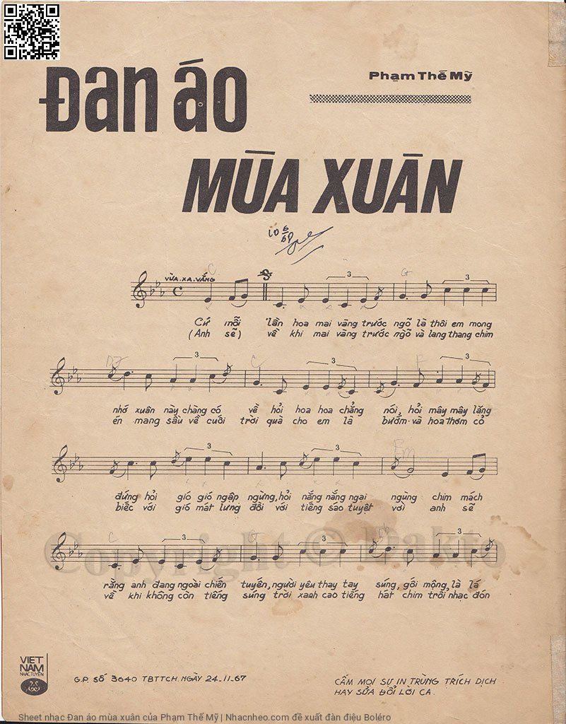 Trang 2 của Sheet nhạc PDF bài hát Đan áo mùa xuân - Phạm Thế Mỹ, 1. Cứ mỗi  lần hoa mai vàng trước  ngõ. Là em thôi mong  nhớ xuân  này chàng có  về