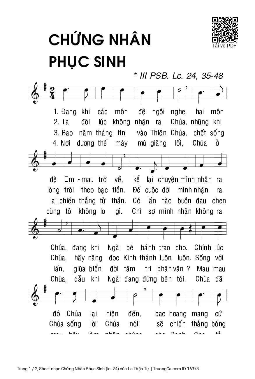 Chứng Nhân Phục Sinh (lc. 24)