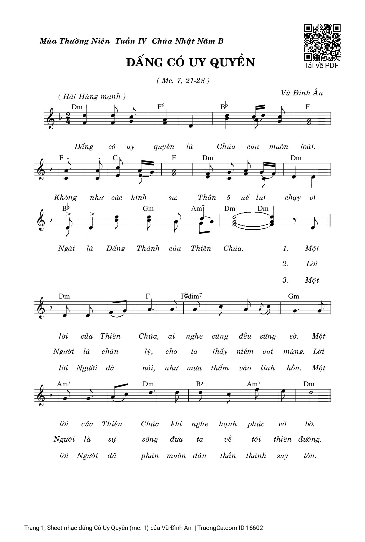 Sheet nhạc PDF bài đấng Có Uy Quyền (mc. 1)
