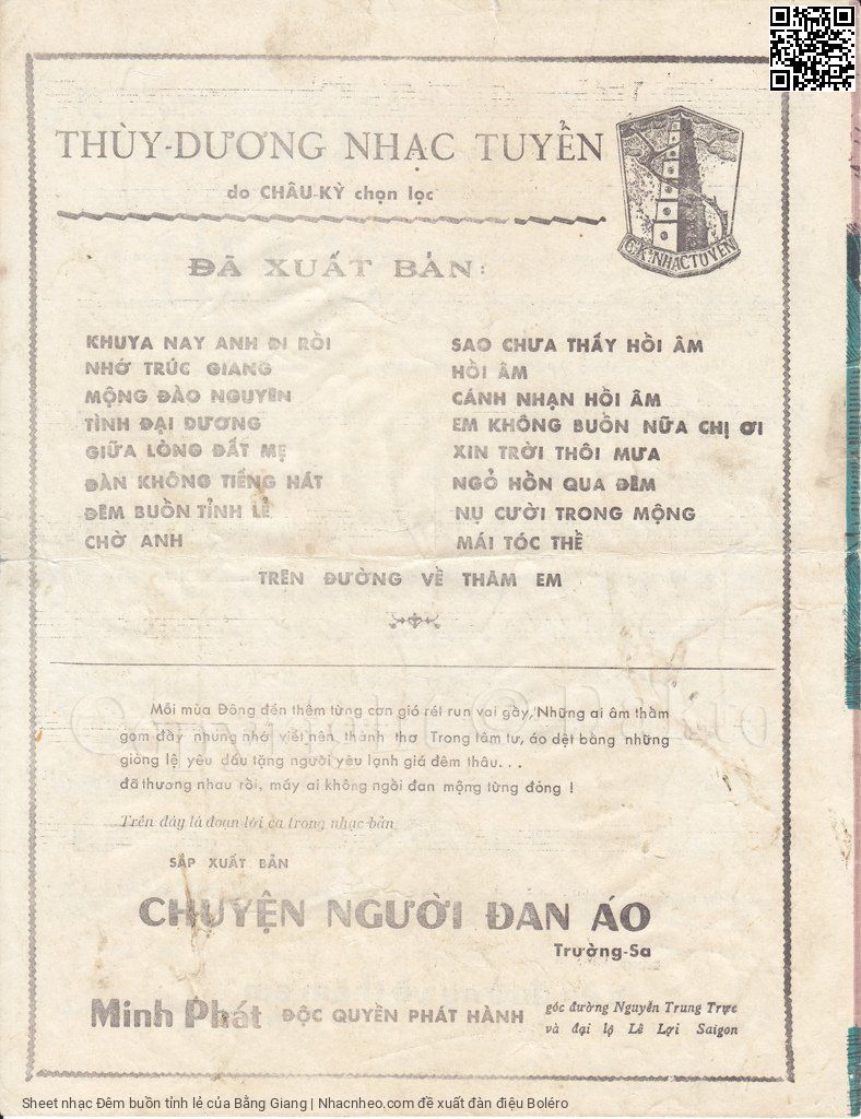 Trang 4 của Sheet nhạc PDF bài hát Đêm buồn tỉnh lẻ - Bằng Giang, 1. Đã lâu  rồi đôi lứa cách đôi  nơi tơ duyên xưa còn hay  mất. Mái trường  ơi em tôi còn học  nữa hay ra đi từ độ  nào