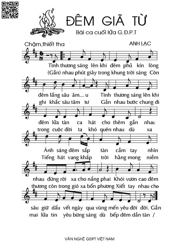 Trang 2 của Sheet nhạc PDF bài hát Đêm giã từ - Anh Lạc, 1. Tình  thương sáng lên khi  đêm phủ  kín. Lòng  đêm lắng sâu âm  u Tình thương sáng lên khi  đêm lửa  tàn