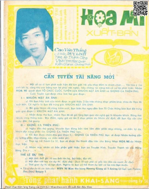 Trang 4 của Sheet nhạc PDF bài hát Đêm lang thang - Vinh Sử, 1. Bước lang  thang qua từng vỉa hè. Biết đêm  nay đi về nơi  đâu Người yêu  ơi, em đã sang  ngang