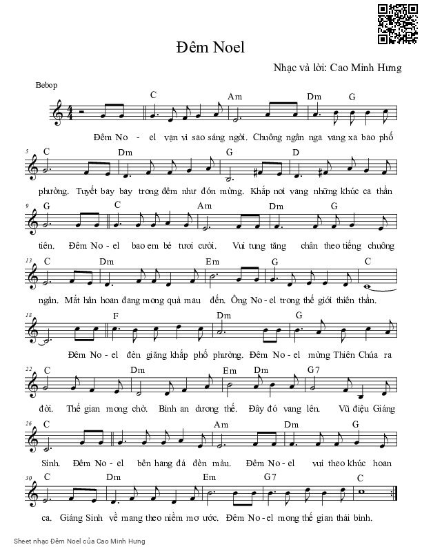 Trang 1 của Sheet nhạc PDF bài hát Đêm Noel - Cao Minh Hưng