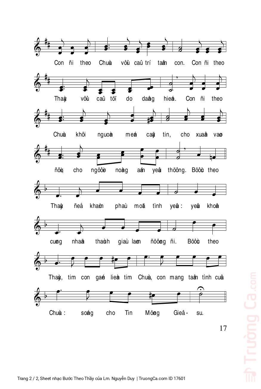 Trang 2 của Sheet nhạc PDF bài hát Bước Theo Thầy - Lm. Nguyễn Duy