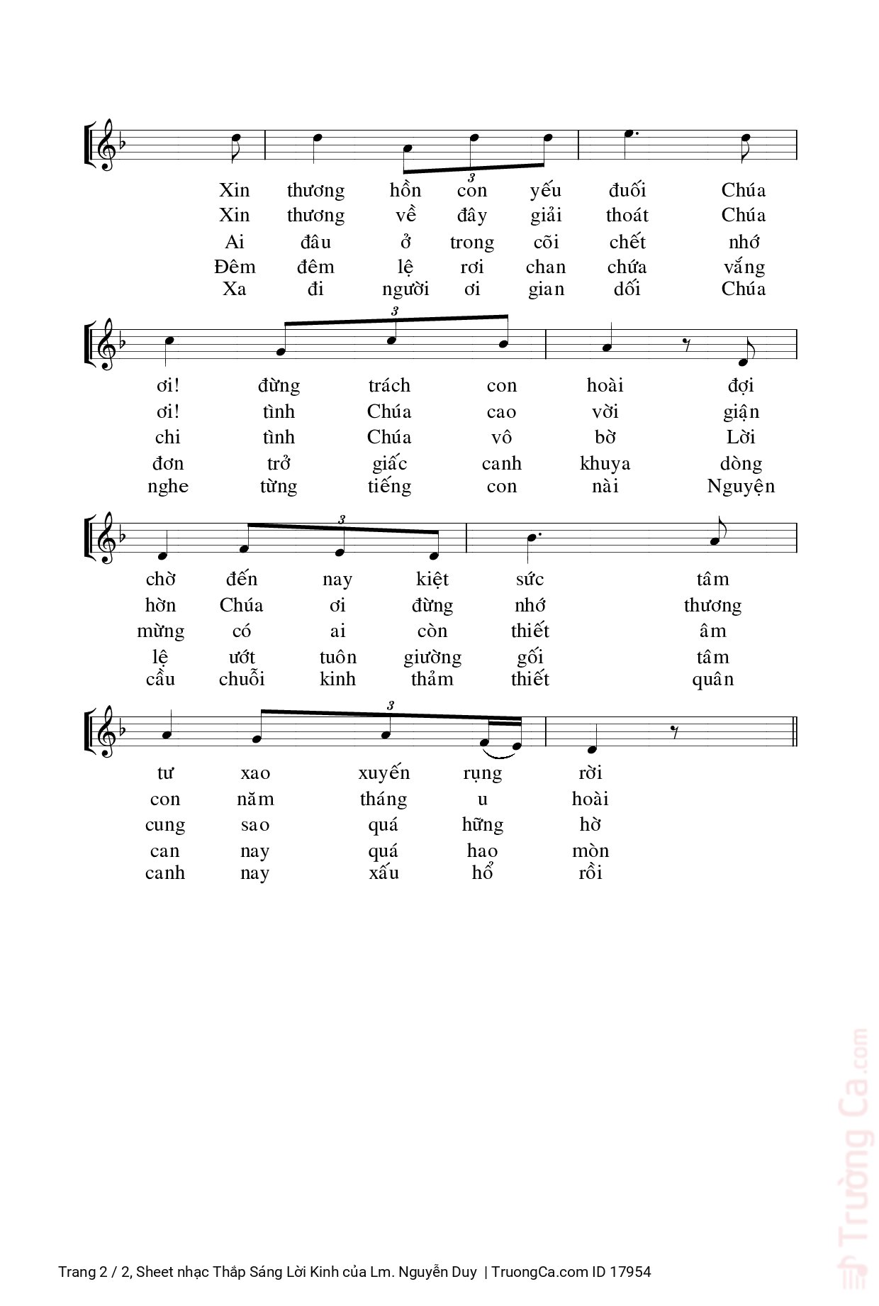 Trang 2 của Sheet nhạc PDF bài hát Thắp Sáng Lời Kinh - Lm. Nguyễn Duy