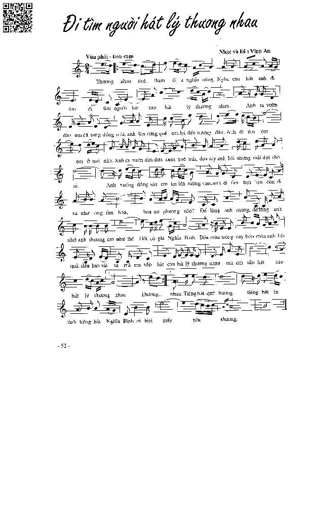 Trang 3 của Sheet nhạc PDF bài hát Đi tìm câu hát lý thương nhau - Vĩnh An, Thương  nhau, tình thắm í a nghĩa  nồng. Nghe câu hát anh đi  tìm Đi  tìm người  hát câu hát  lý thương  nhau