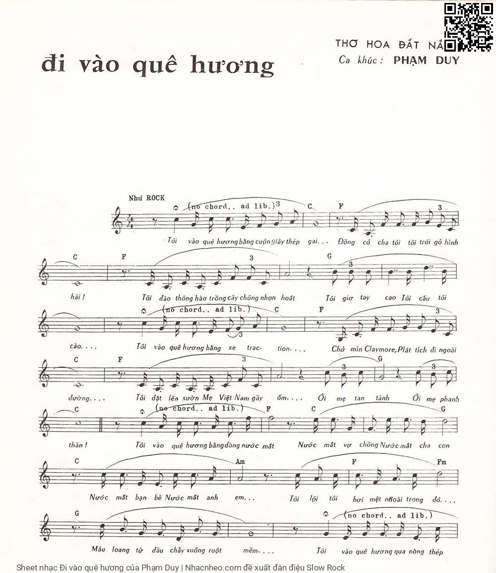 Trang 1 của Sheet nhạc PDF bài hát Đi vào quê hương - Phạm Duy, Tôi vào quê hương bằng cuộn dây thép  gai