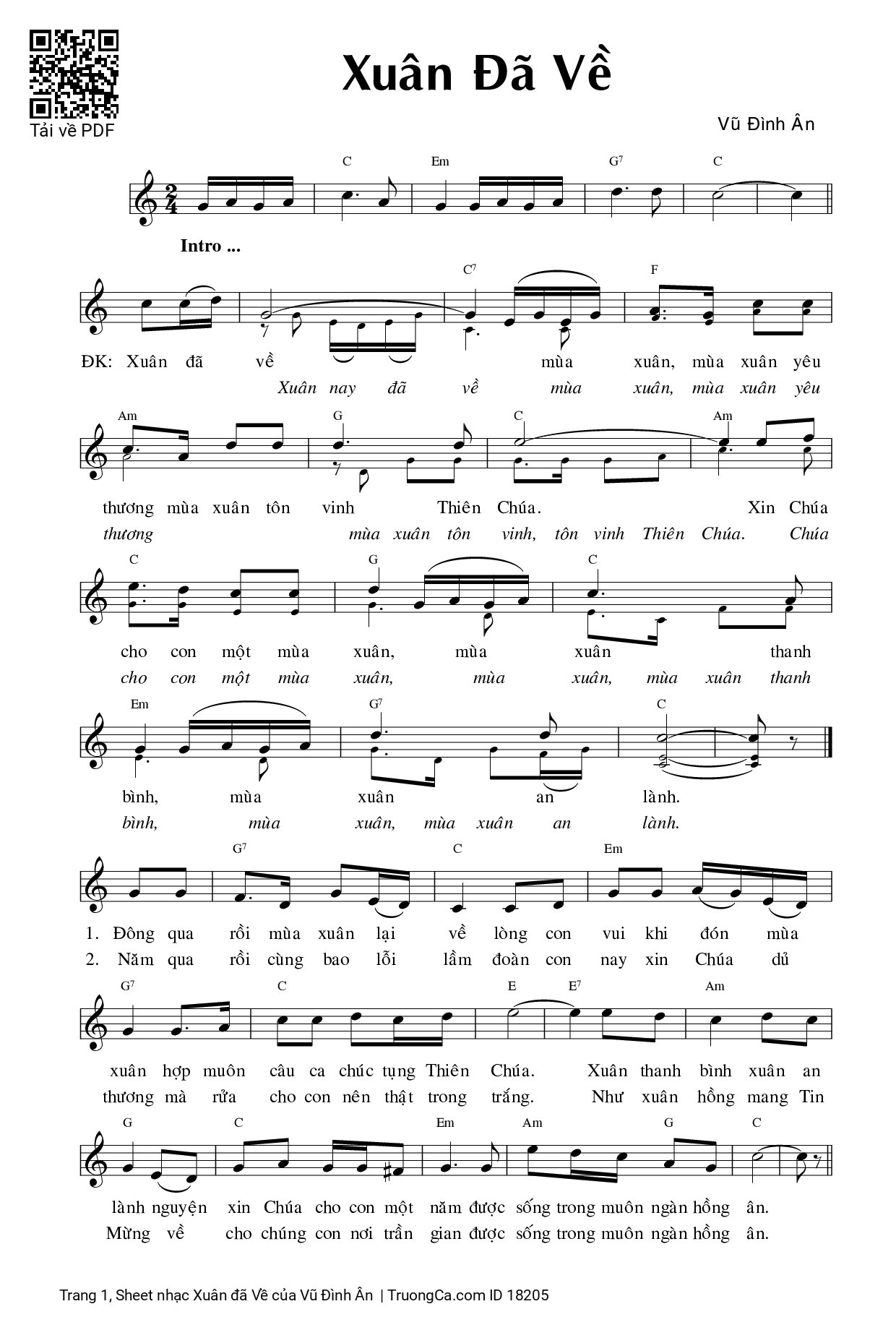 Xuân đã về mùa xuân mùa xuân yêu thương, Trang 1