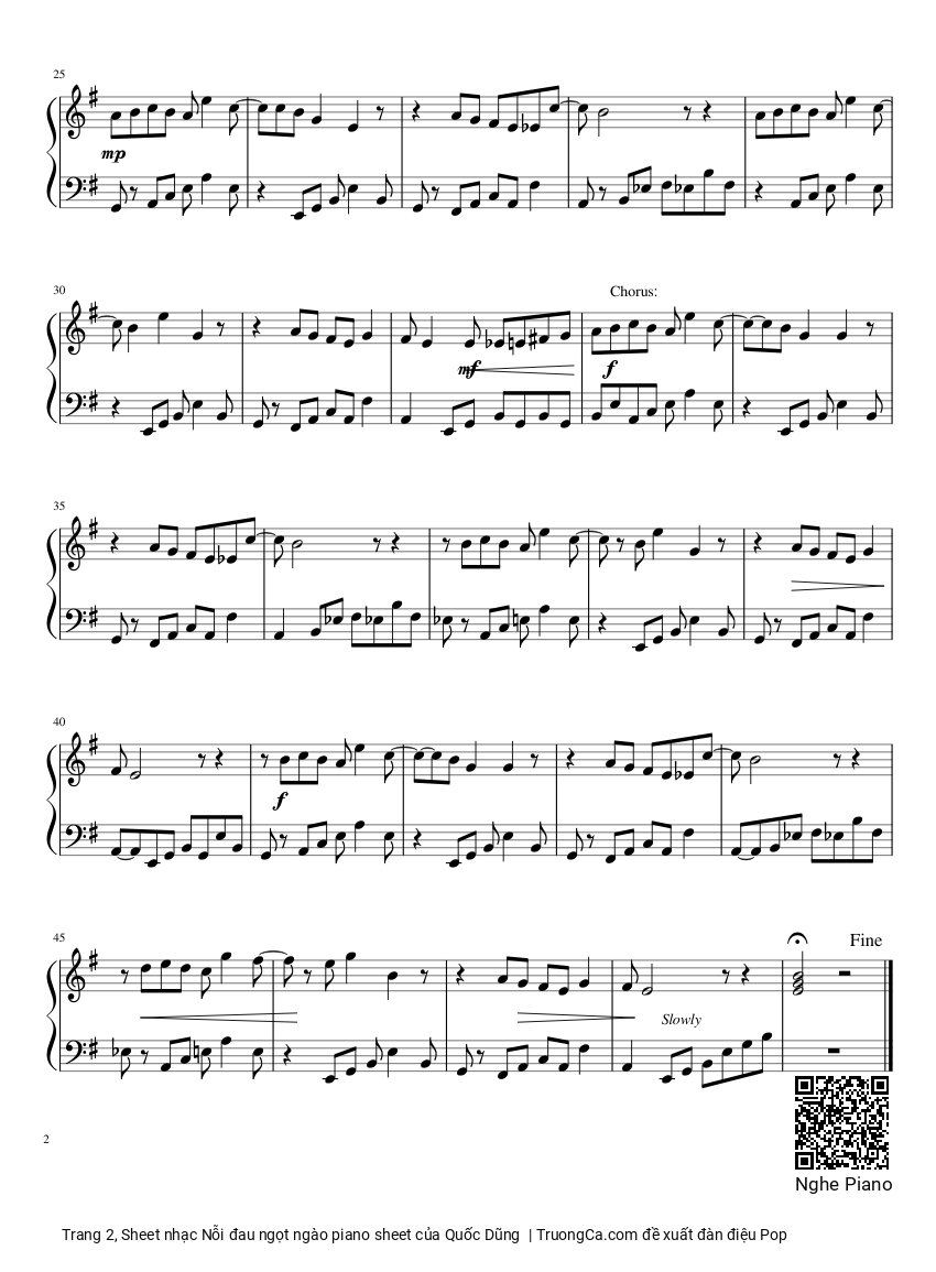 Trang 2 của Sheet nhạc PDF bài hát Nỗi đau ngọt ngào piano sheet - Quốc Dũng