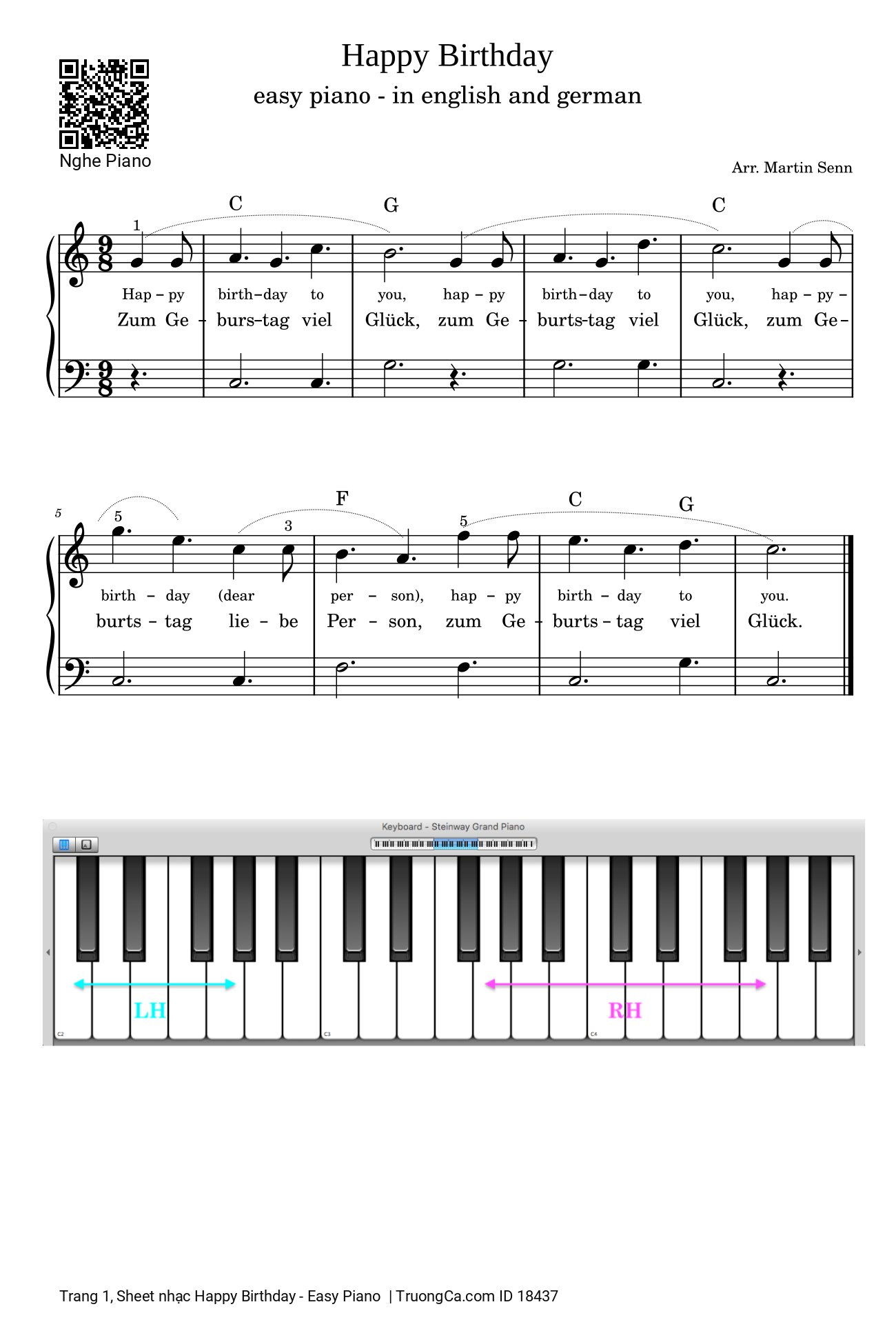 Sheet nhạc Happy Birthday sheet Piano dễ tập