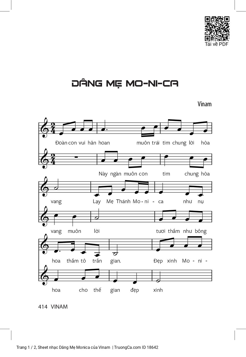 Dâng Mẹ Monica - Vinam