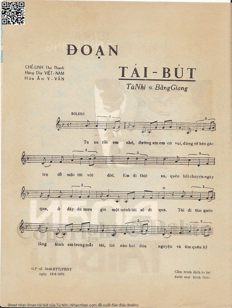 Trang 2 của Sheet nhạc PDF bài hát Đoạn tái bút - Tú Nhi, 1. Ta xa rồi em  nhé, đường em, em bước  vui. Đừng về bên gác  trọ, để mặc tôi với  đời