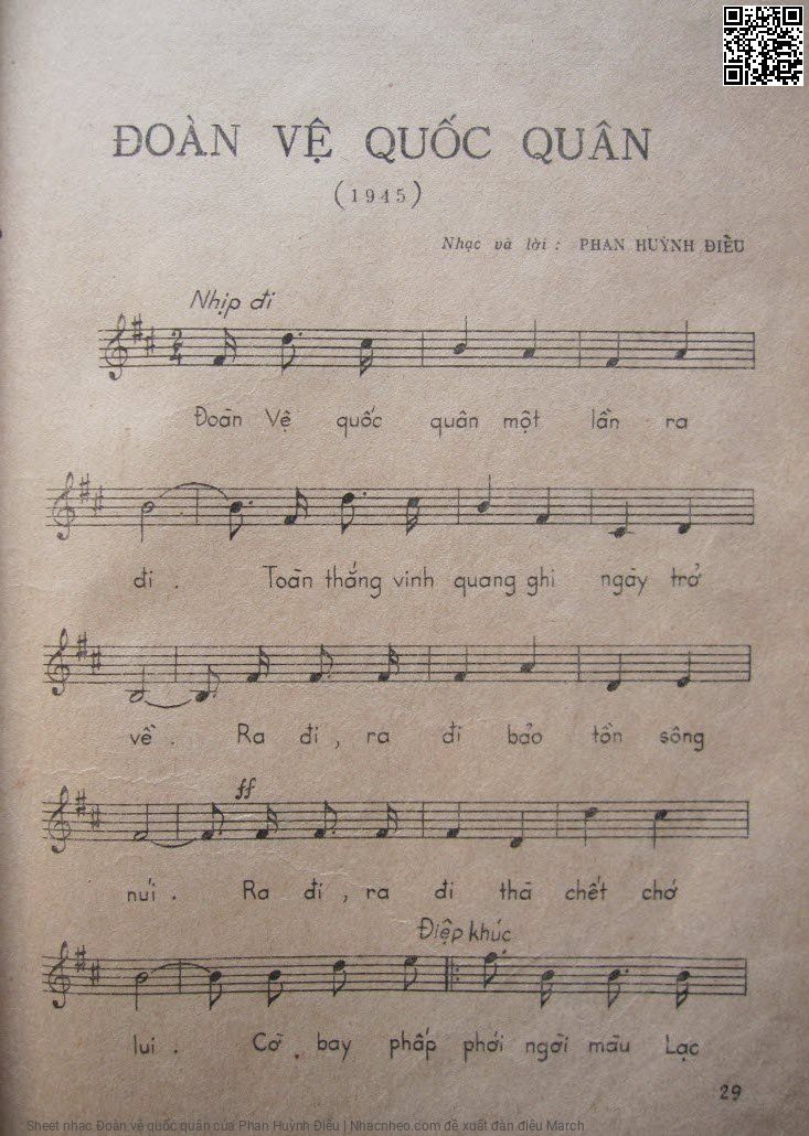 Trang 1 của Sheet nhạc PDF bài hát Đoàn vệ quốc quân - Phan Huỳnh Điểu, Đoàn vệ quốc  quân một  lần ra  đi