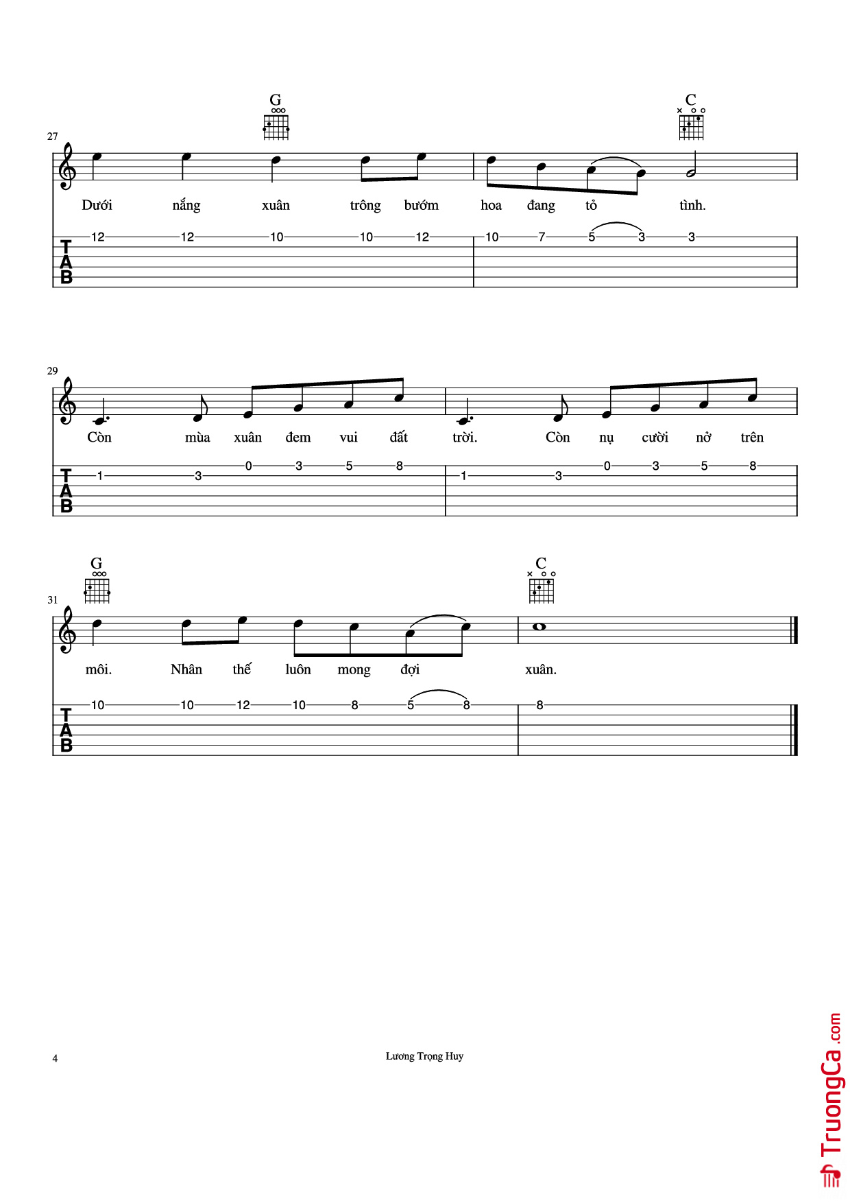 Trang 4 của Sheet nhạc PDF bài hát Đoản xuân ca - Thanh Sơn