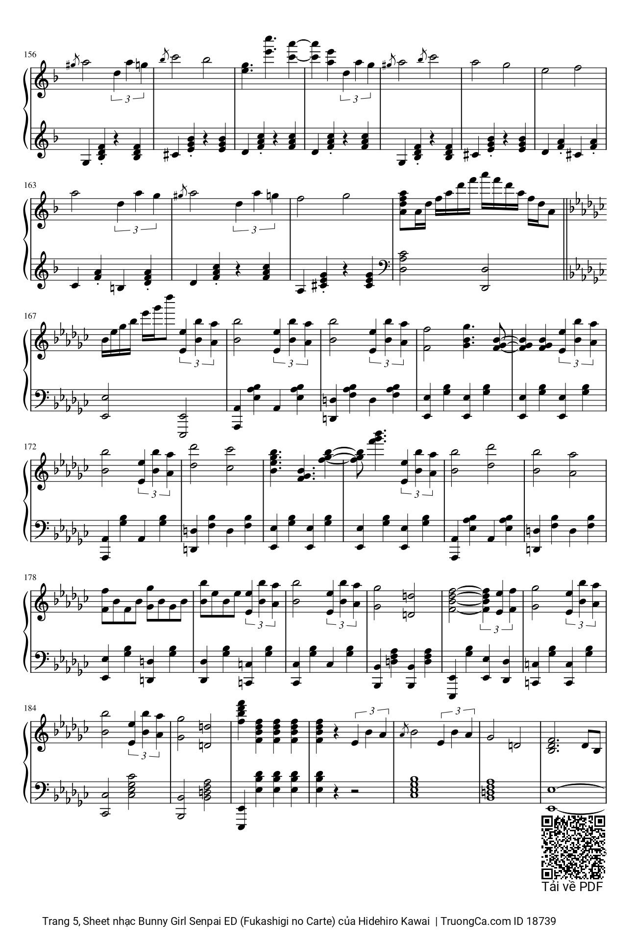 Trang 5 của Sheet nhạc PDF bài hát Bunny Girl Senpai ED (Fukashigi no Carte) sheet Piano - Hidehiro Kawai