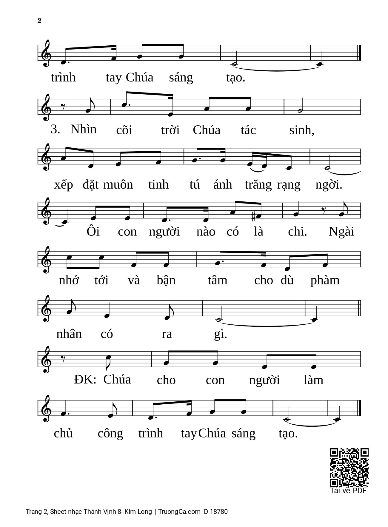 Trang 2 của Sheet nhạc PDF bài hát Thánh Vịnh 8 - Kim Long