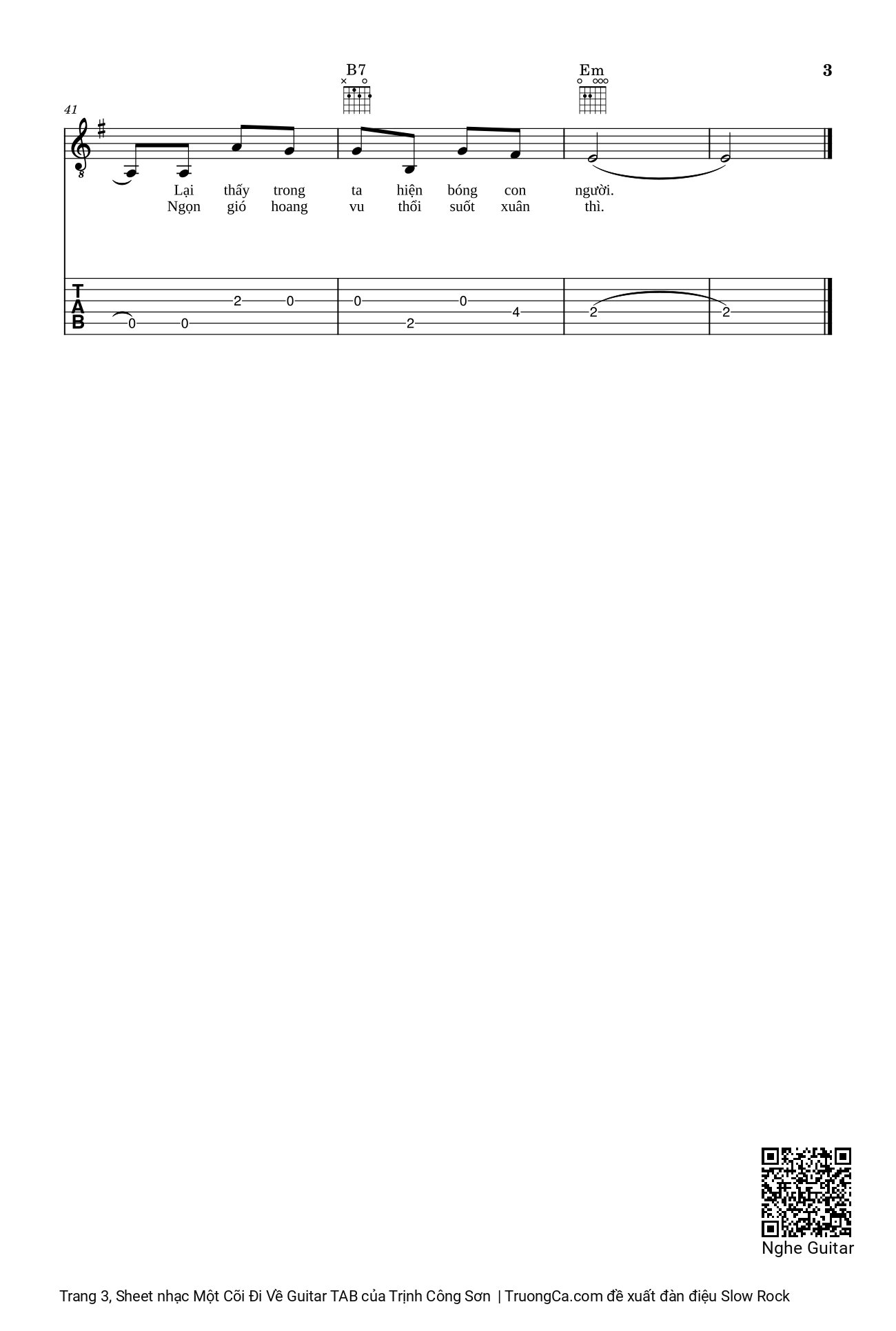 Trang 3 của Sheet nhạc PDF bài hát Một Cõi Đi Về Guitar TAB - Trịnh Công Sơn