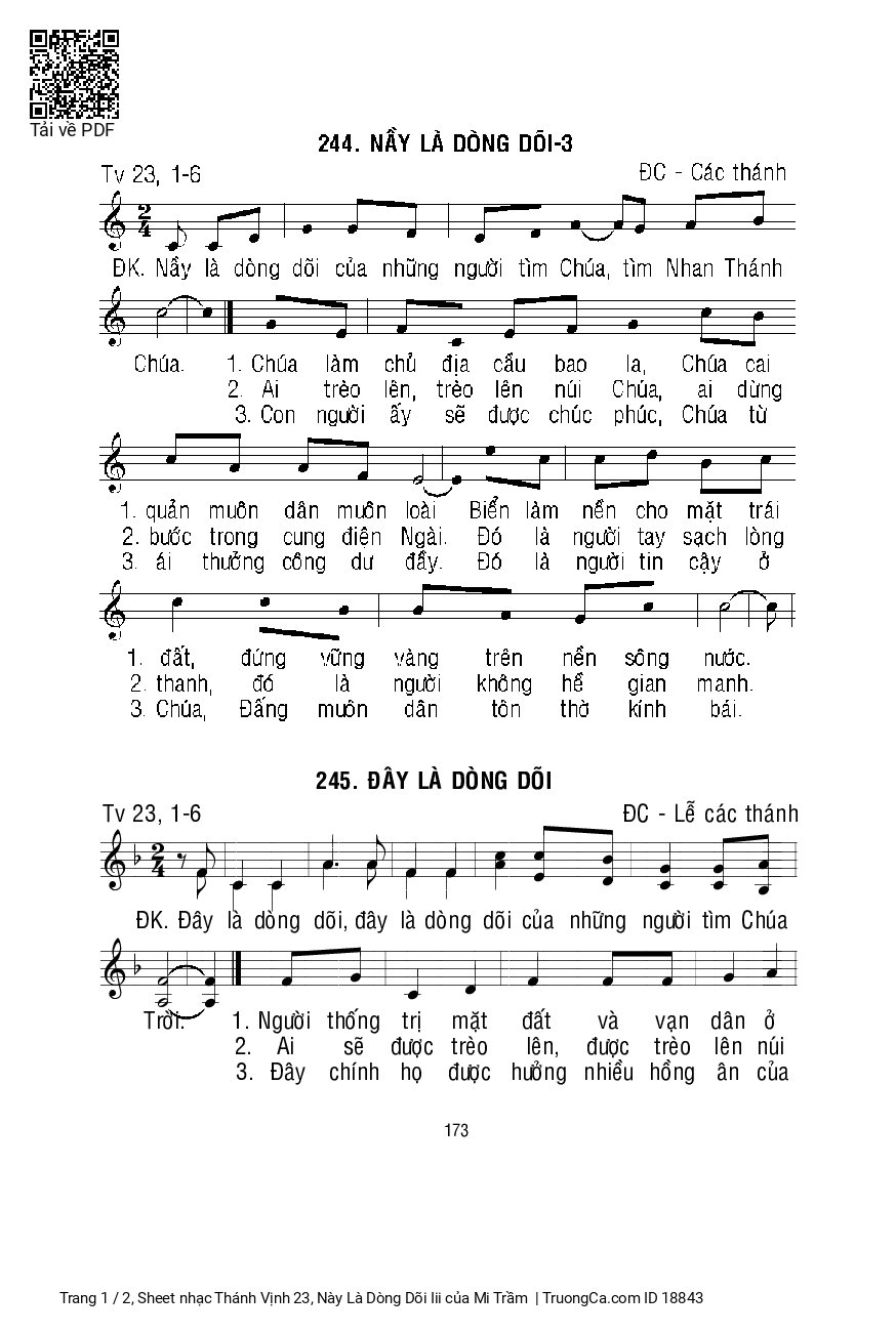 Sheet nhạc Thánh Vịnh 23, Này Là Dòng Dõi Iii