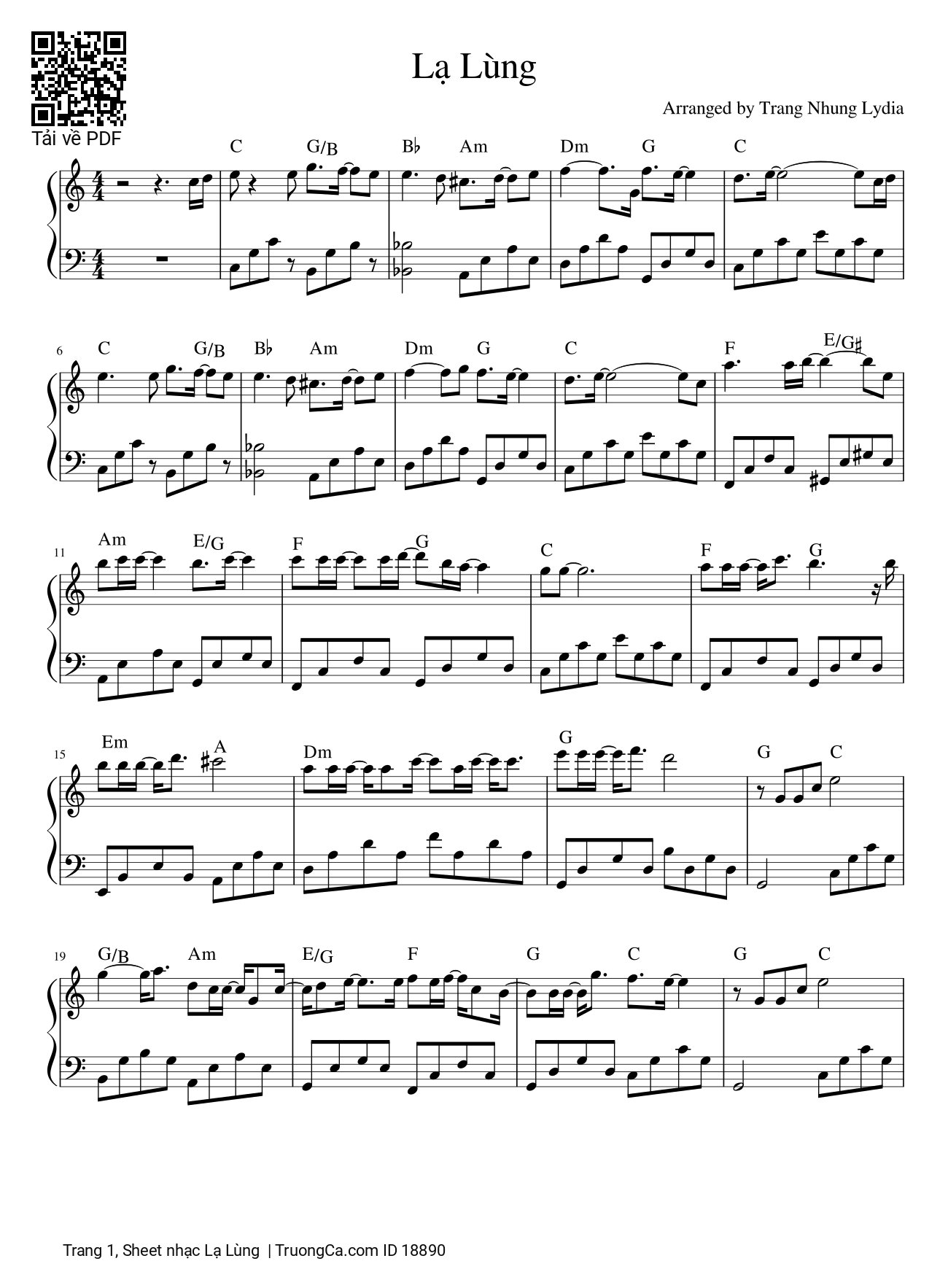 Sheet nhạc Lạ Lùng sheet Piano