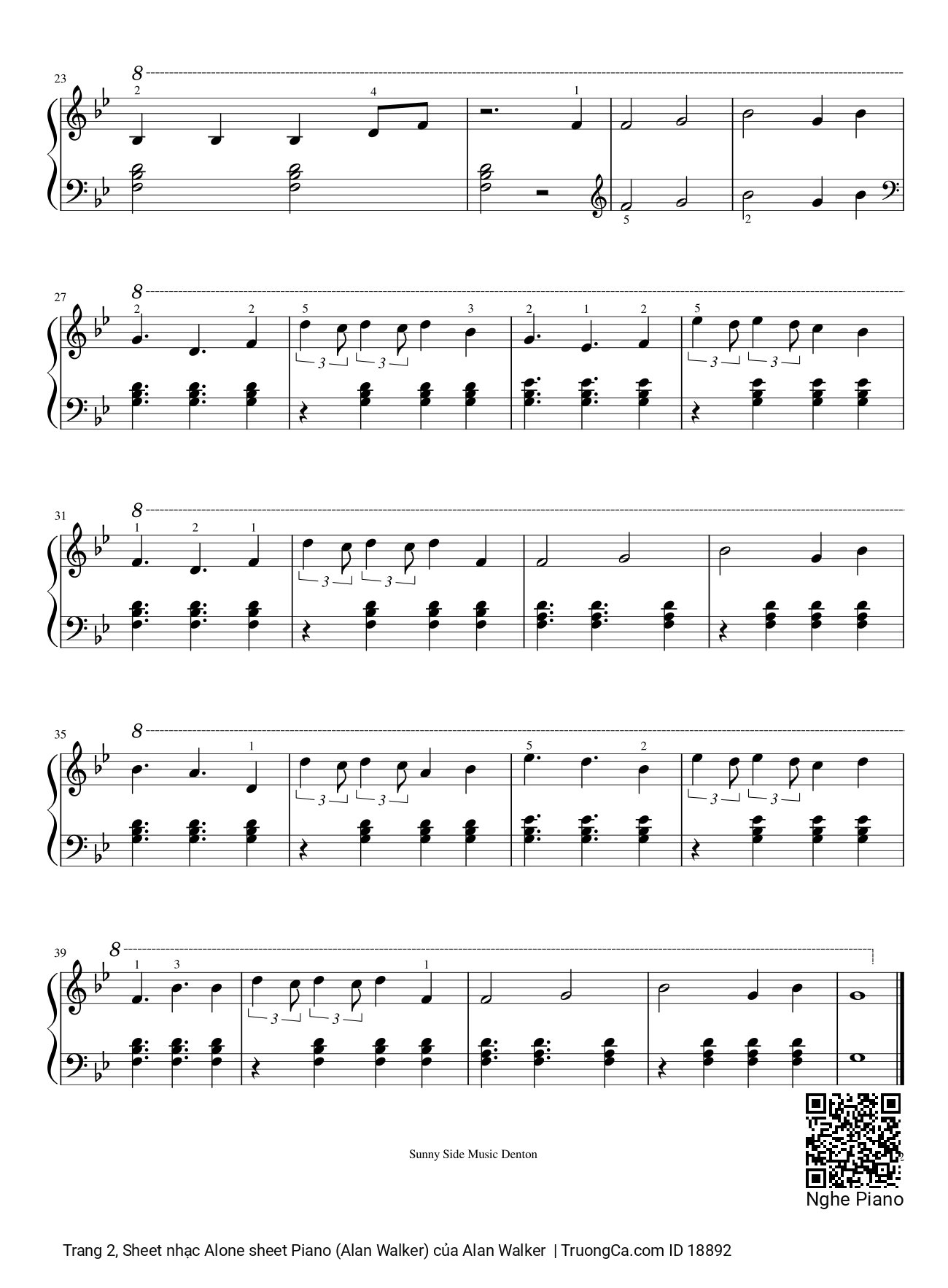 Trang 2 của Sheet nhạc PDF bài hát Alone (Alan Walker) sheet Piano easy - Alan Walker