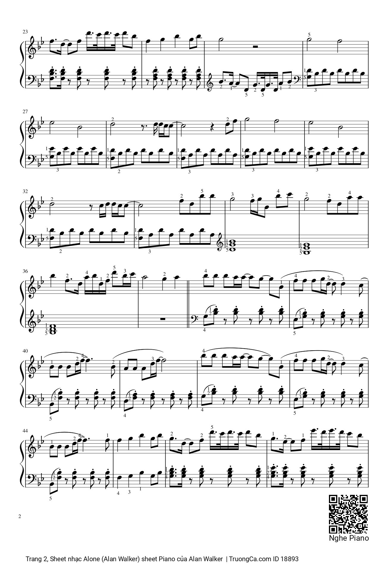 Trang 2 của Sheet nhạc PDF bài hát Alone (Alan Walker) sheet Piano - Alan Walker