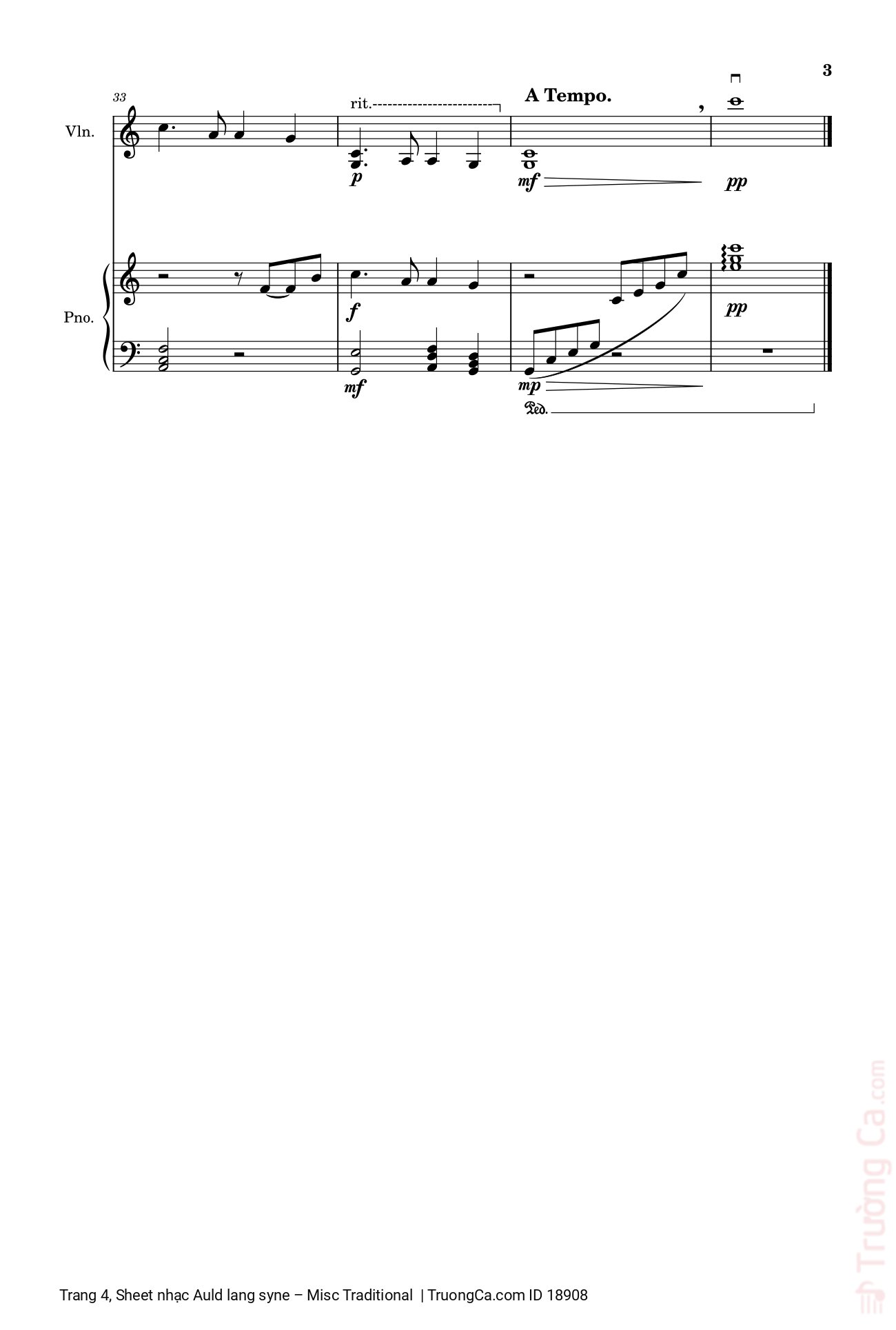 Trang 4 của Sheet nhạc PDF bài hát Auld lang syne Piano Violin - 