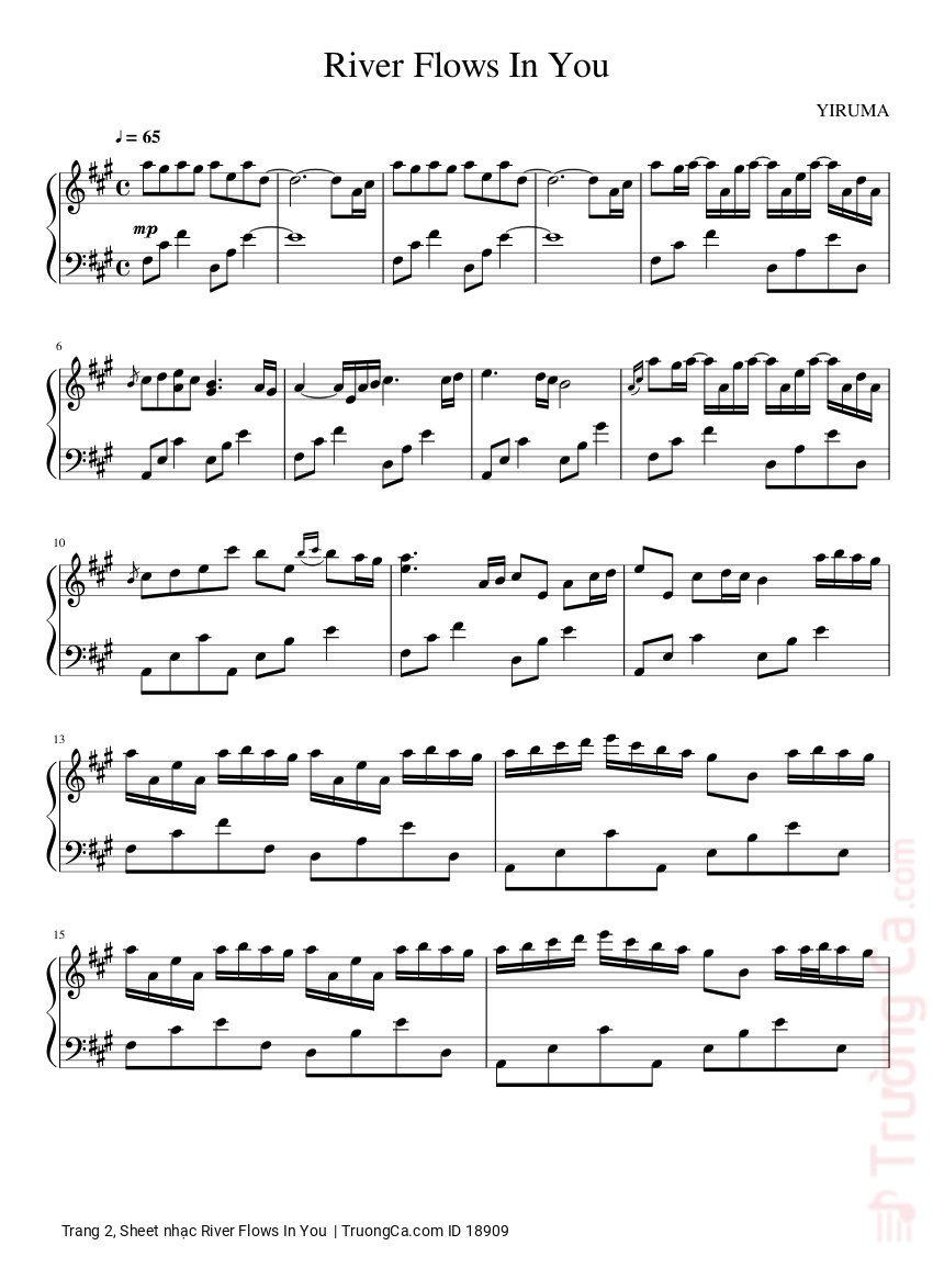 Trang 2 của Sheet nhạc PDF bài hát River Flows In You Piano - 