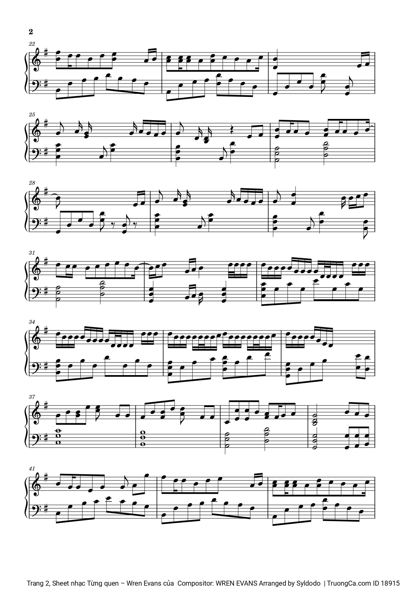 Trang 2 của Sheet nhạc PDF bài hát Từng quen Piano - Wren Evans