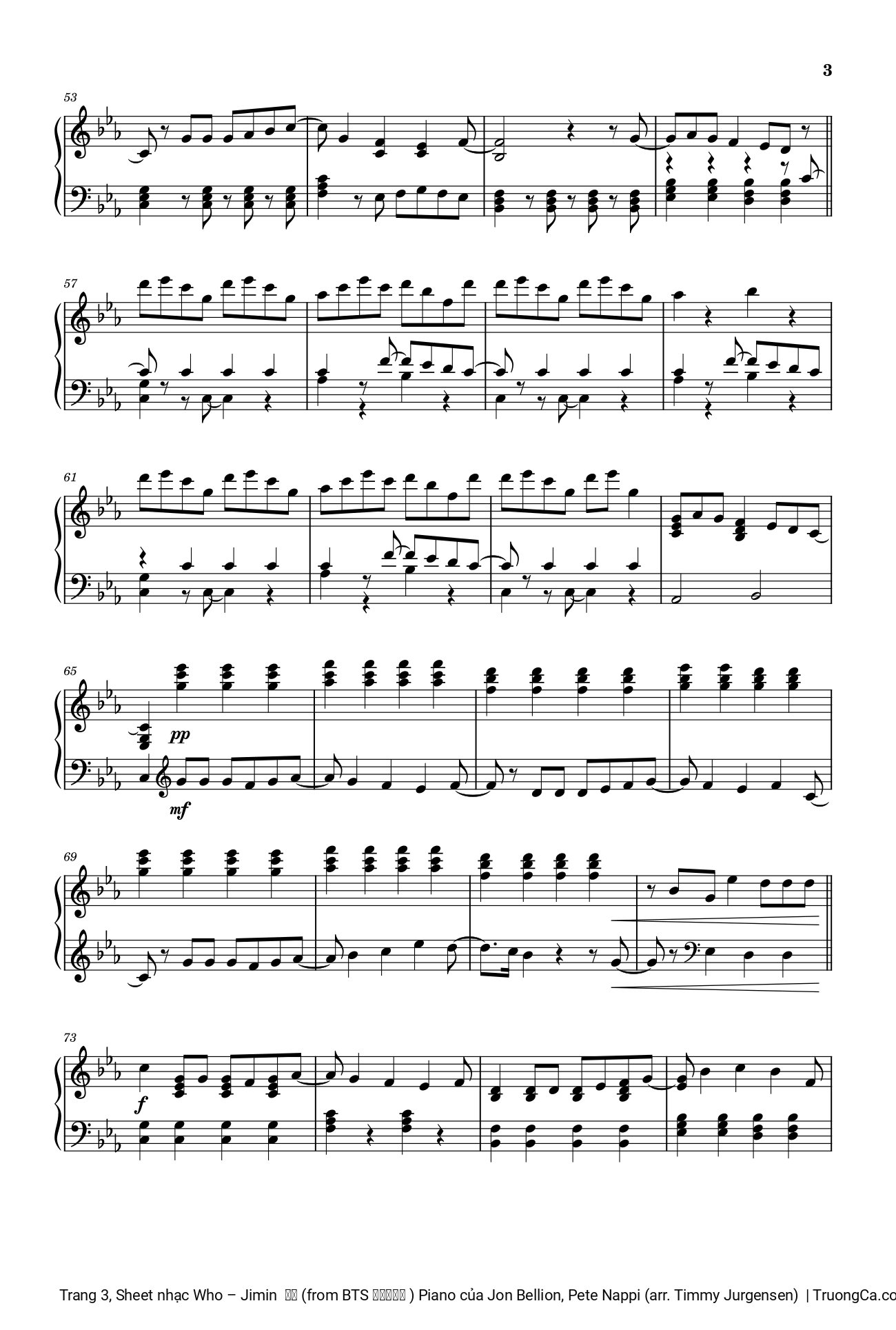 Trang 3 của Sheet nhạc PDF bài hát Who (from BTS 방탄소년단 ) Piano - Jon Bellion, Pete Nappi (arr. Timmy Jurgensen)