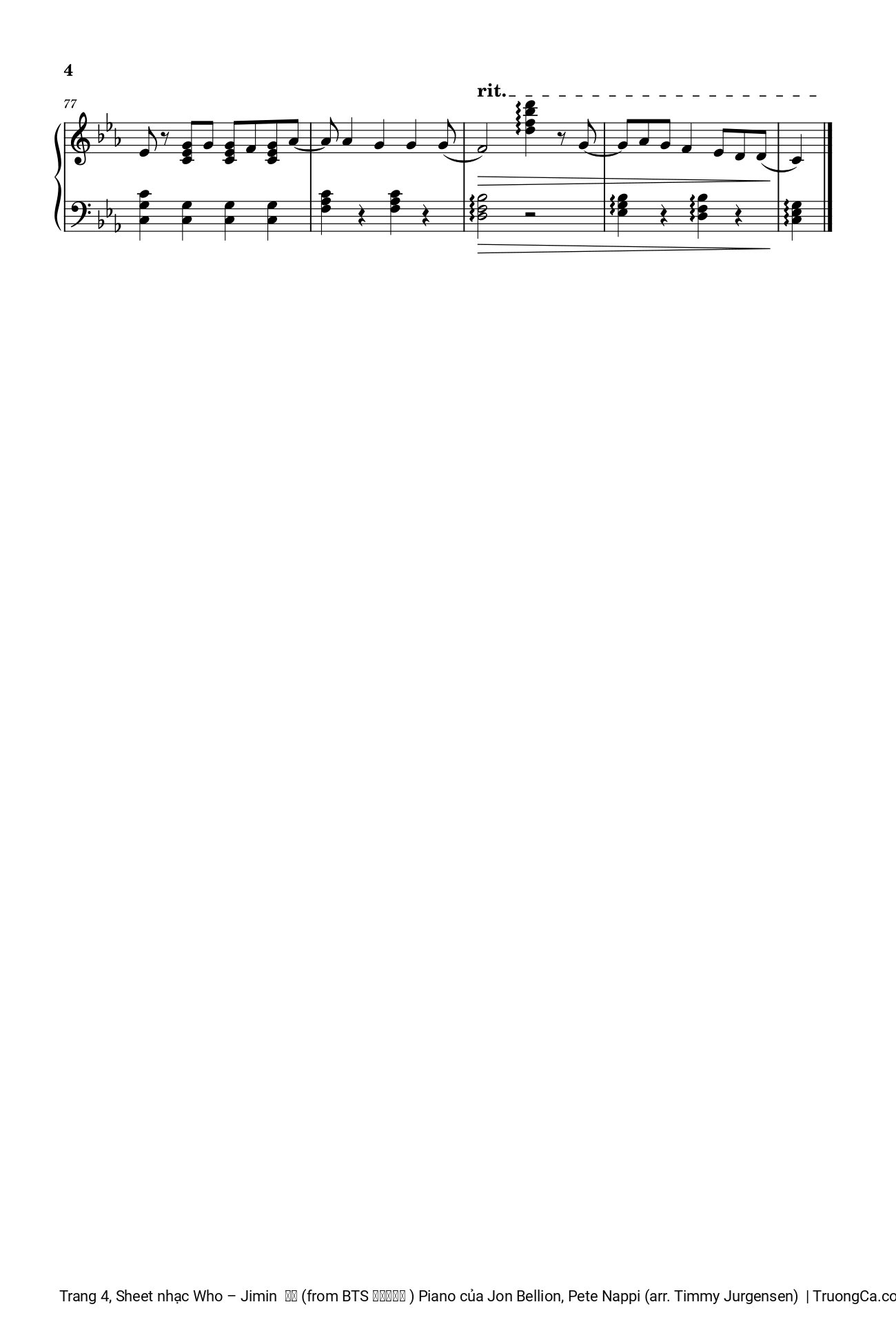 Trang 4 của Sheet nhạc PDF bài hát Who (from BTS 방탄소년단 ) Piano - Jon Bellion, Pete Nappi (arr. Timmy Jurgensen)