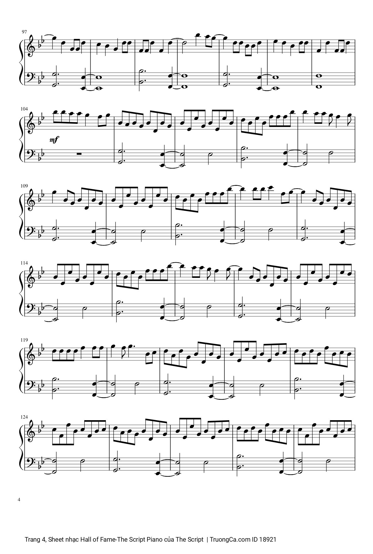 Trang 4 của Sheet nhạc PDF bài hát Hall of Fame -The Script Piano - The Script