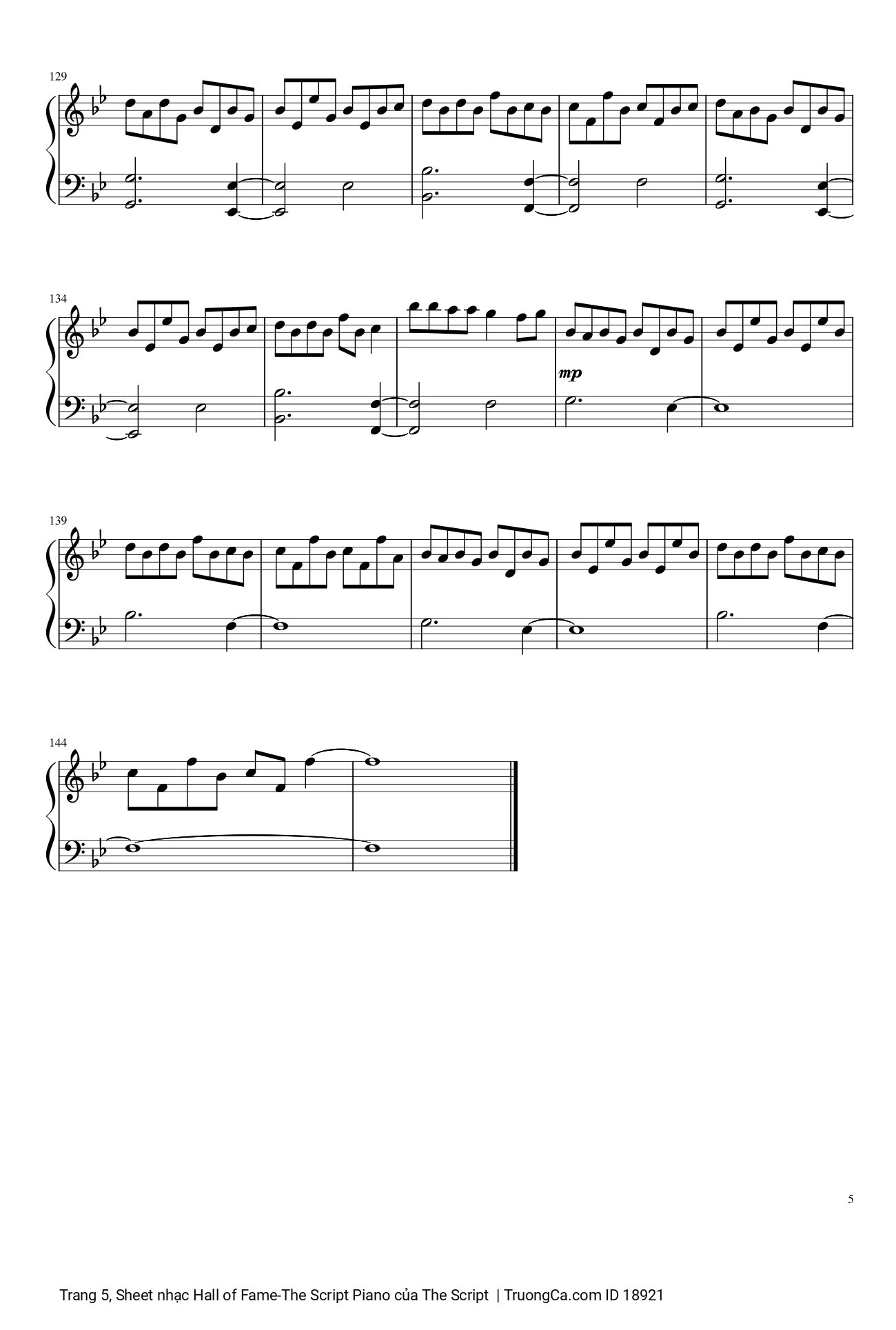 Trang 5 của Sheet nhạc PDF bài hát Hall of Fame -The Script Piano - The Script